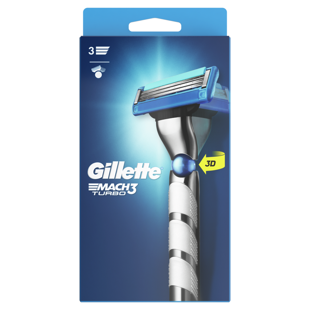Gillette One Razor Gillette Mach3 Turbo Men's Shaving Razor with 3D Motion + 1 Razor Blad ...