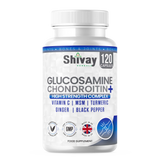 Shivay Herbals Glucosamine and Chondroitin High Strength Complex with Vitamin C, MSM, Turmeric, Ginger, Black Pepper | 120 Capsules - 2 Month Supply | Joint & Bone Support