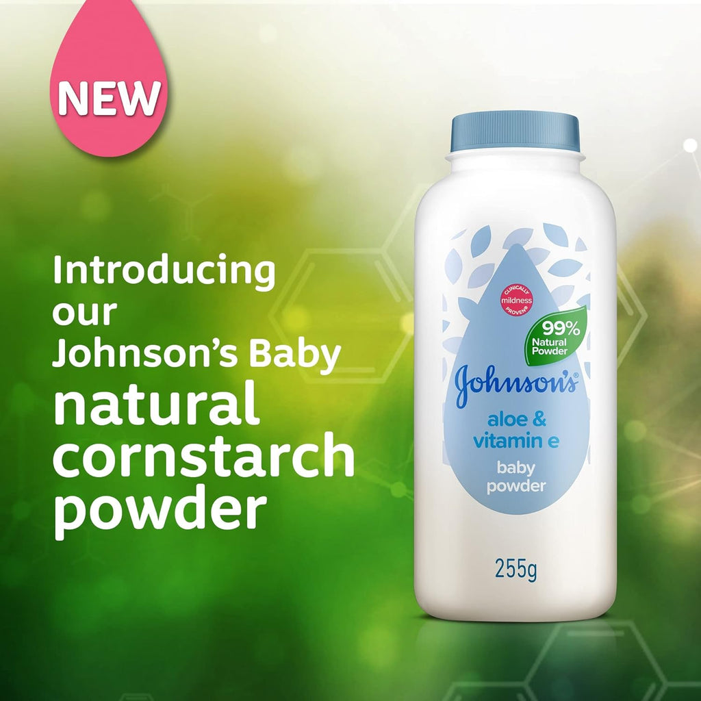Johnson's Powder 3 PACK - Johnson's Baby Powder 99% Natural with Aloe & Vitamin E - 255 ...