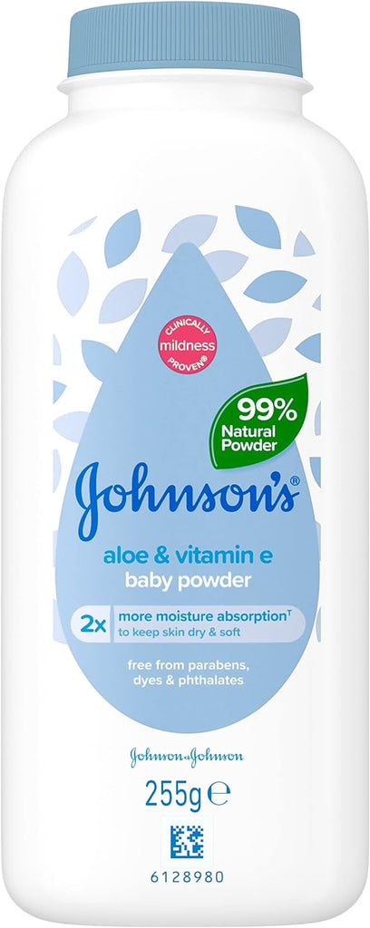 3 PACK - Johnson's Baby Powder 99% Natural with Aloe & Vitamin E - 255g