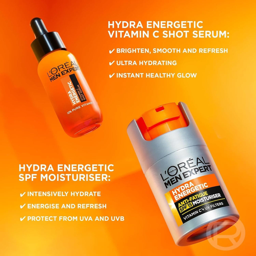 L'Oreal Men Expert Hydra Energetic Moisturiser + Vitamin C Serum Bright & Bold Set