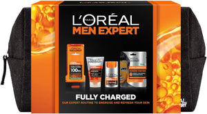 L'Oreal Men Expert Hydra Energetic Fully Charged 5pc Washbag Giftset with Shower Gel, Face Wash, Moisturiser, Mask