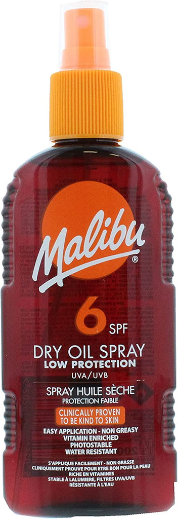 Malibu Sun Protection Water Resistant Non-Greasy Dry Oil Sun Spray SPF 6 - 200ml