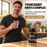 Shivay Herbals MENMAX+ Testo Boost x Shilajit Complex – Testosterone Support Supplement for Men with Zinc, Ashwagandha, Maca Root, Korean Ginseng, Tribulus, B6 & B12 – 120 Vegan Capsules Made in UK