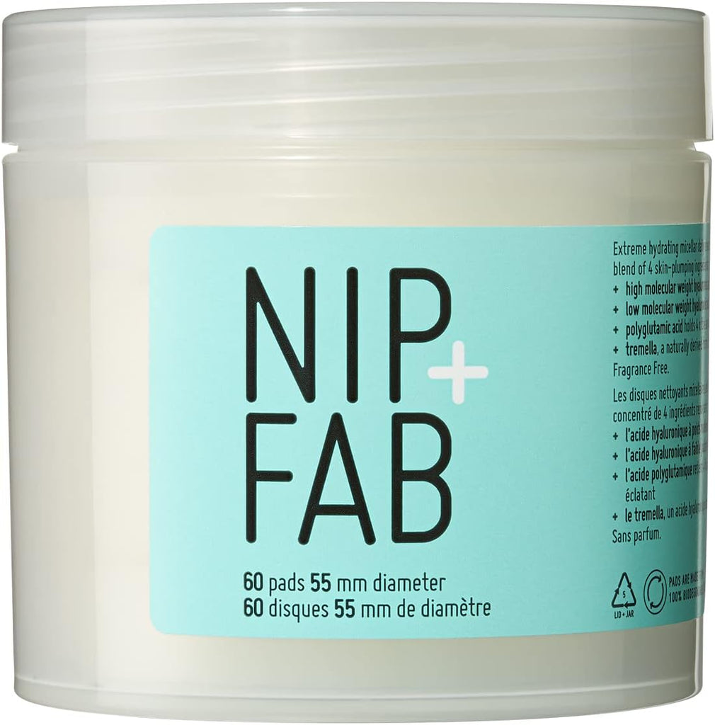 Nip + Fab Hyaluronic Acid Fix Extreme Micellar Cleansing Pads for Face 60 Pads