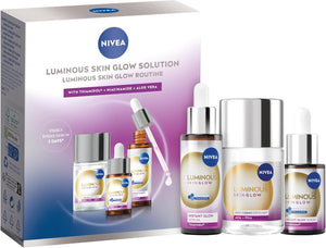 NIVEA Luminous Skin Glow Solution 3pcs Gift Set - Serum 30ml & 15ml + Exfoliant