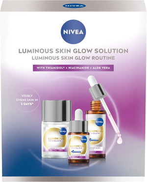 NIVEA Luminous Skin Glow Solution 3pcs Gift Set - Serum 30ml & 15ml + Exfoliant