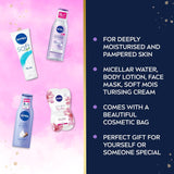 Nivea Feel Luxurious Skincare Gift Set - Moisturiser, Micellar Water, Mask + Bag