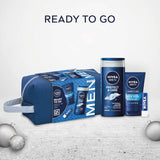 Nivea Men Ready to Go Protect & Care Wash Bag Gift Set with Shower Gel Face Wash Lip Balm