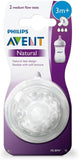Philips Avent Natural Teats Medium Flow 3m+ | Pack of 2 | BPA-Free Baby Bottle Nipples