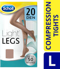 Scholl Light Legs Compression Tights for Women - 20 Denier - Nude - Large