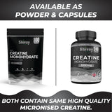 Creatine Monohydrate 240 Capsules 2 Month Supply – 100% Pure Vegan Creatine – Unflavoured – Premium Micronised Formula – Made in The UK by Shivay Herbals