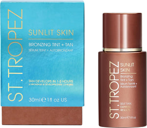 St. Tropez Sunlit Skin Bronzing Tint + Tan Serum 30ml Express Face Fake Glow Drops