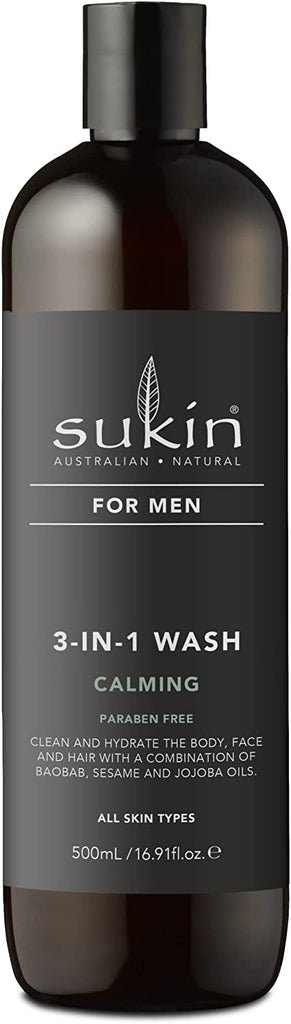 Sukin Natural for Men 3 in 1 Calming Body and Hair Wash 500ml