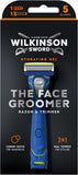 Wilkinson Sword The Face Groomer 2-in-1 Razor & Trimmer | Precision Shave & Trim | Battery Included