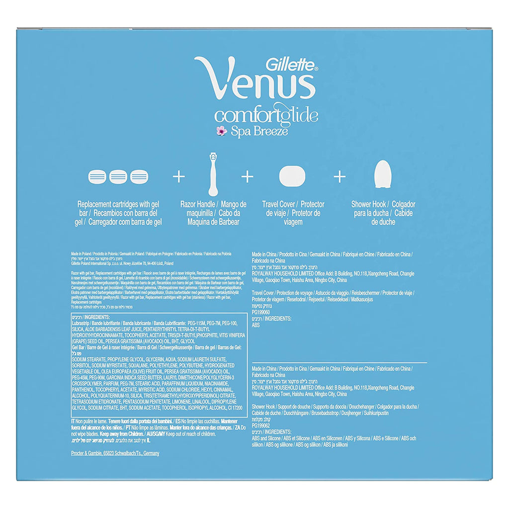 Gillette Venus Spa Breeze Gift Set with Razor + 3 Replacement Cartridge + Cover