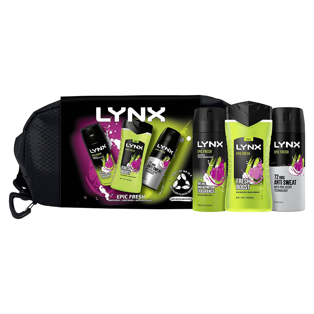 Lynx EPIC FRESH Trio Wash Bag Gift Set - Body Spray, Body Wash & Anti-Perspirant