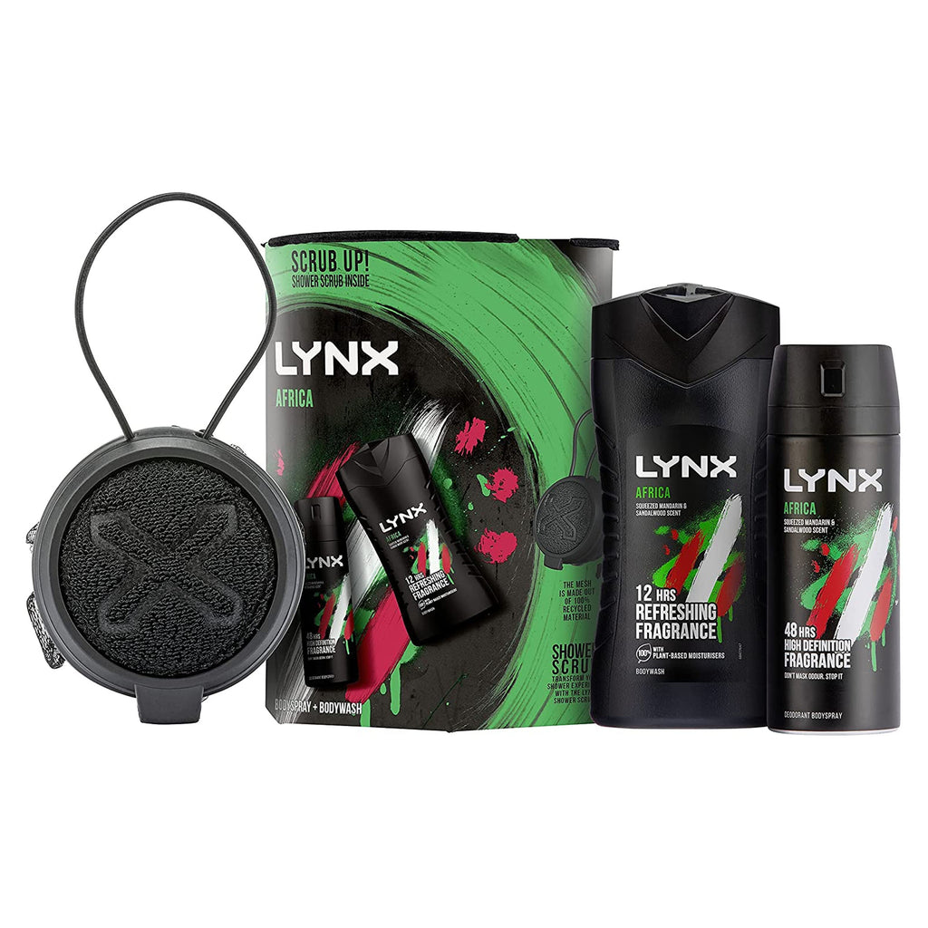 Lynx 25 Years AFRICA TRIO Gift Set with Bodyspray, Bodywash & Manwasher Scrub