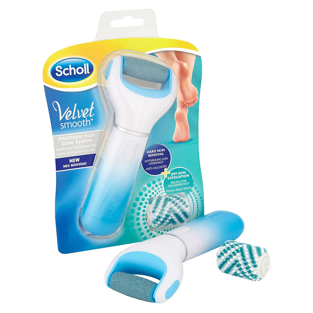 Scholl Velvet Smooth Electronic Foot File Care System - Blue