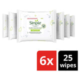 6 PACK - Simple Kind to Skin Micellar Cleansing Face Wipes (150 Total Wipes)