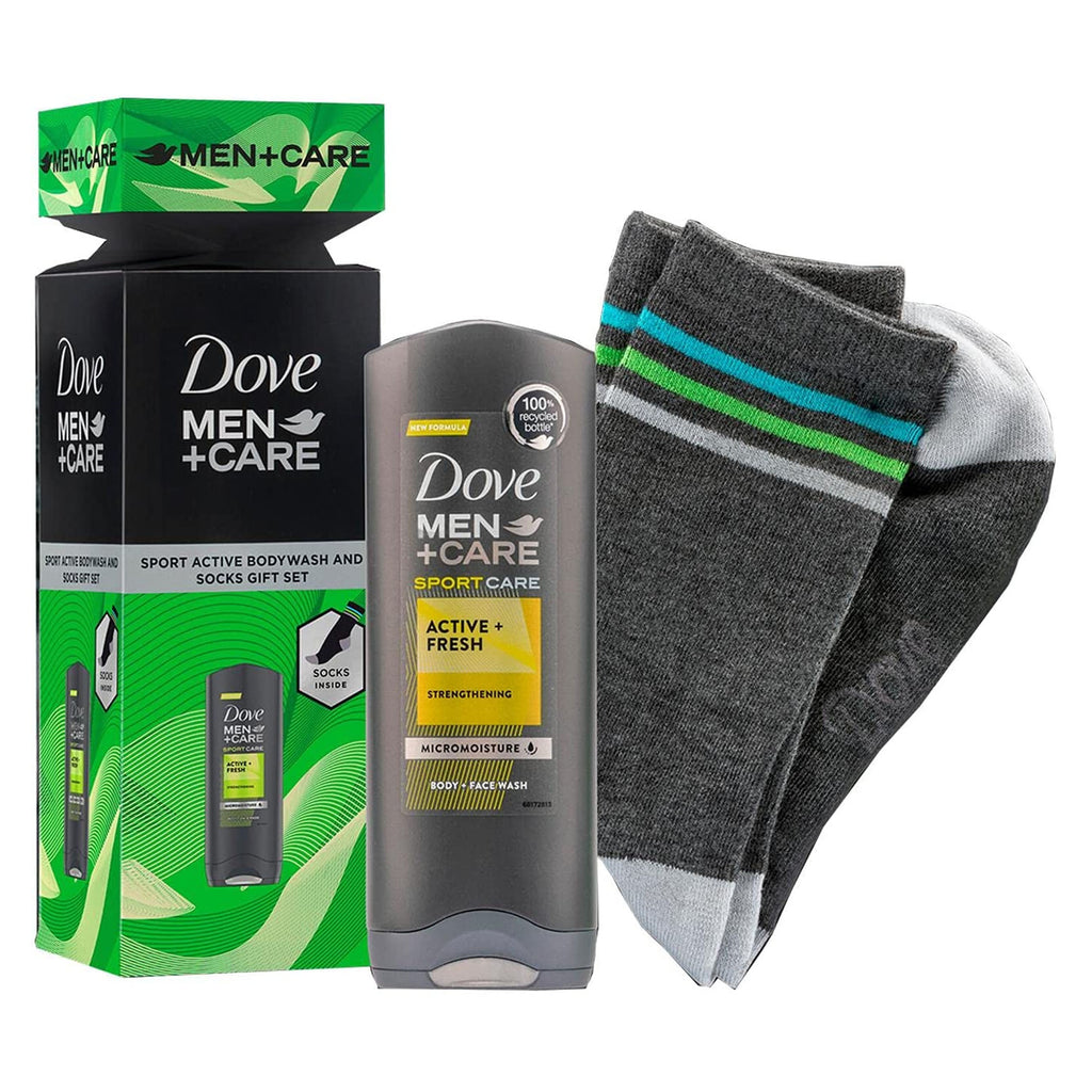 Dove Men+ Care Sport Active Body Wash 250ml and Socks Gift Set