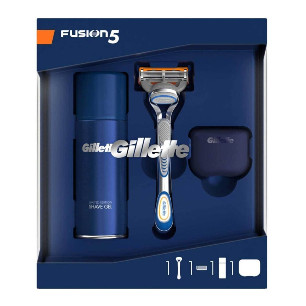 Fusion Razor Gift Set Gillette Fusion 5 Gift Set with Shaving Gel 75ml + Razor + Travel Case ...