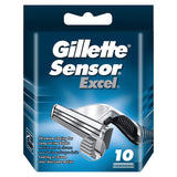 Gillette Sensor Excel Razor Blades Chromium Coated - Pack of 10