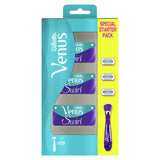 Gillette Venus Extra Smooth Swirl Razor Starter Pack 3 Refill Blades For Women