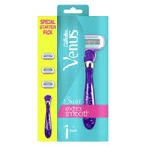 Gillette Venus Extra Smooth Swirl Razor Starter Pack 3 Refill Blades For Women