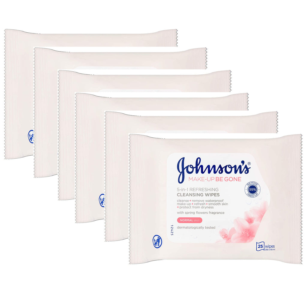 Johnson's Make Up Be Gone Makeup Removing Cleansing Wipes Normal Skin - 6 PACK