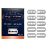King C Gillette Gift Set with Double Edge Safety Razor, 15 Blades, Shave Gel