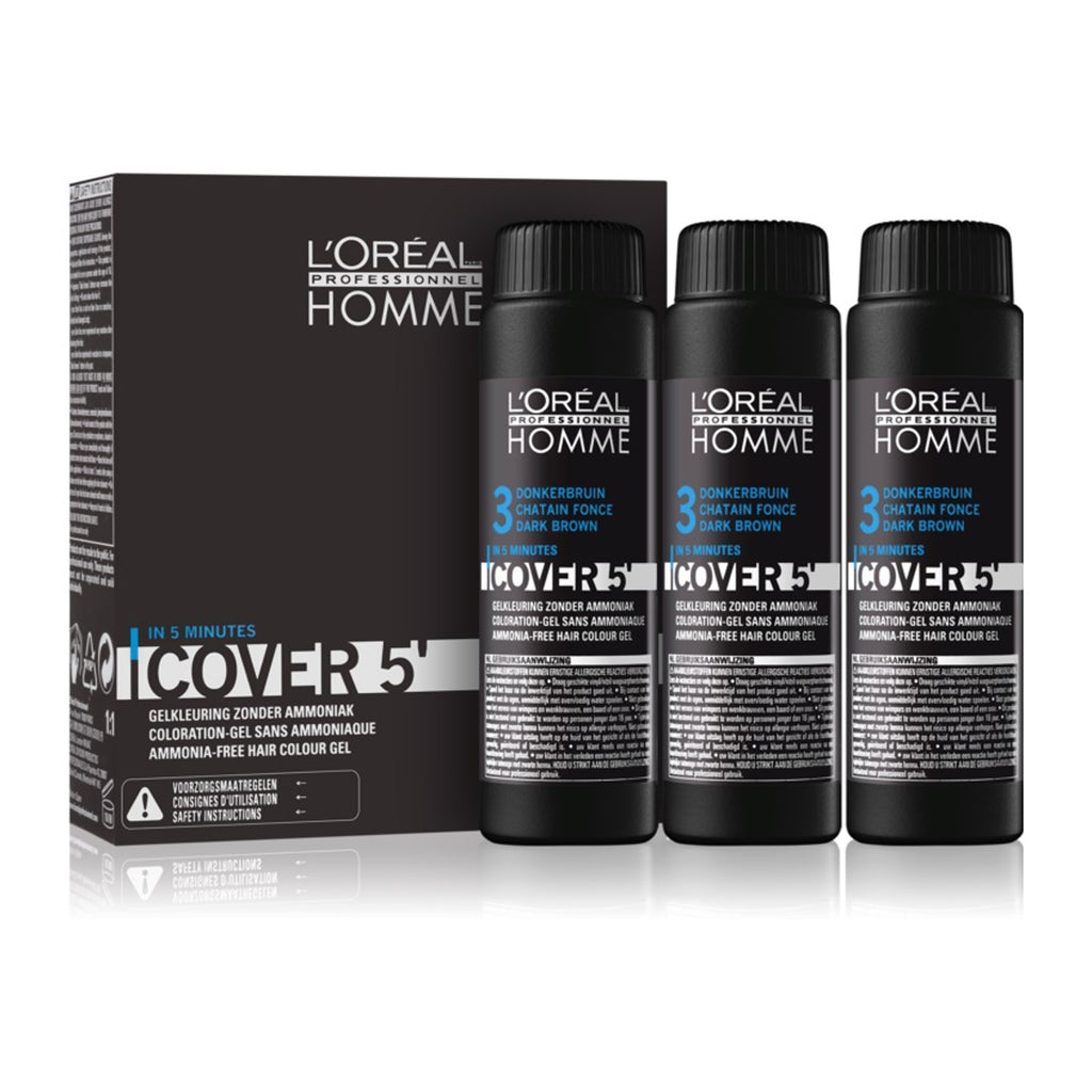 L'Oreal Homme Cover 5' Hair Colour Gel Ammonia Free (3 x 50ml) - VARIOUS COLOURS