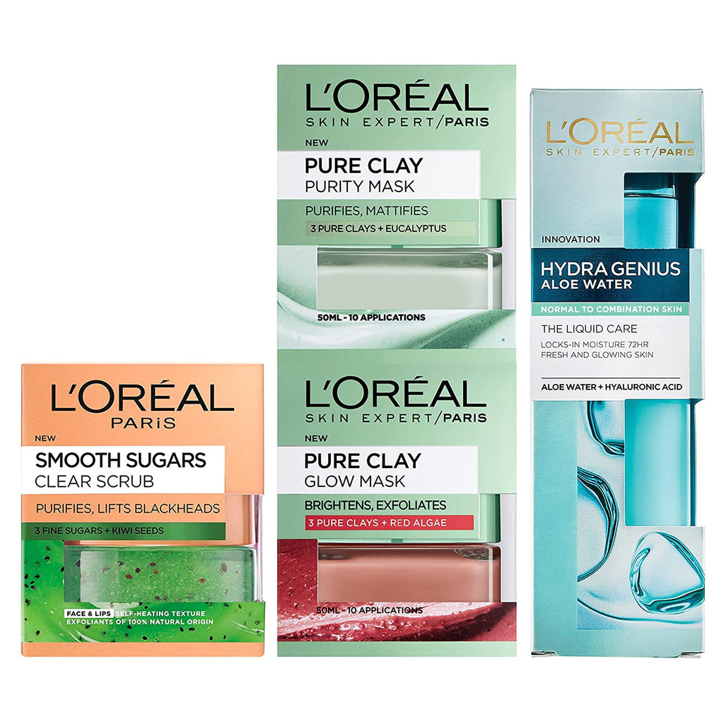 L'Oreal Paris Girls Night in 4pc Gift Set with Mask, Scrub and Moisturiser