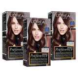 3 PACK - L'Oreal Preference Hair Dye Colour - 5.21 Cool Iridescent Light Brown