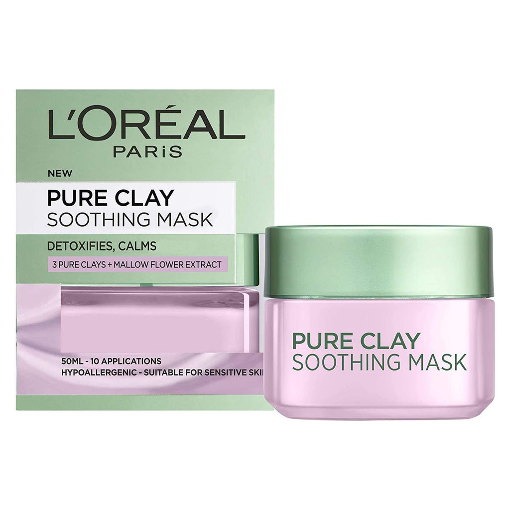 L'Oreal Paris Pure Clay Soothing Face Mask Purifies & Softens Skin 50ml
