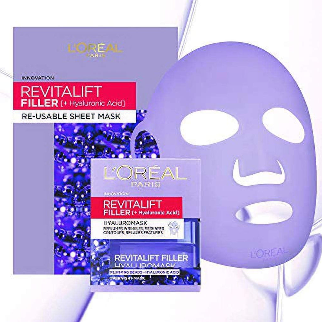 L'Oreal Revitalift Filler Hyaluronic Acid 50ml & Re-Usable Sheet Face Mask
