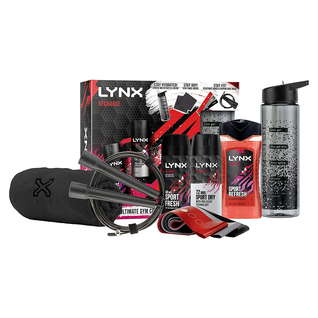 Lynx Recharge Ultimate Gym Collection Gift Set with Body Wash Spray Towel + More