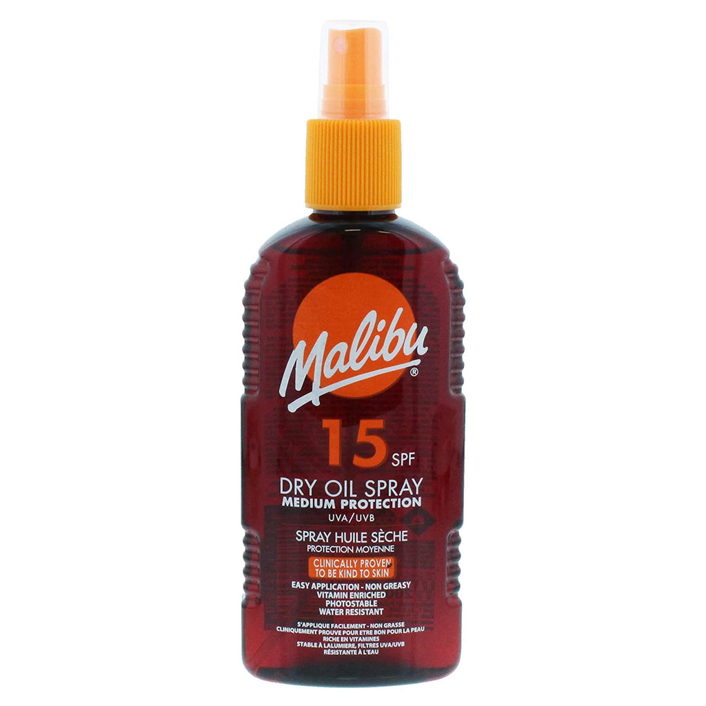 Malibu Water Resistant Non-Greasy Dry Oil Sun Spray SPF 15 (VARIOUS SIZES)