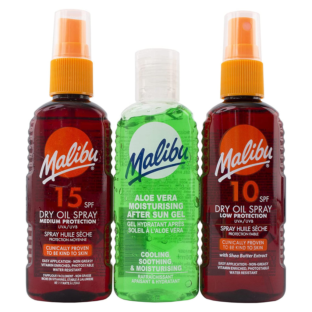 Malibu Essential Travel Pack - Sun Protection Dry Oil Spray + After Sun Gel Set