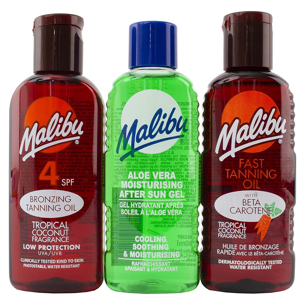 Malibu Essential Travel Pack - Fast Tanning Bronzing Oil After Sun Lotion