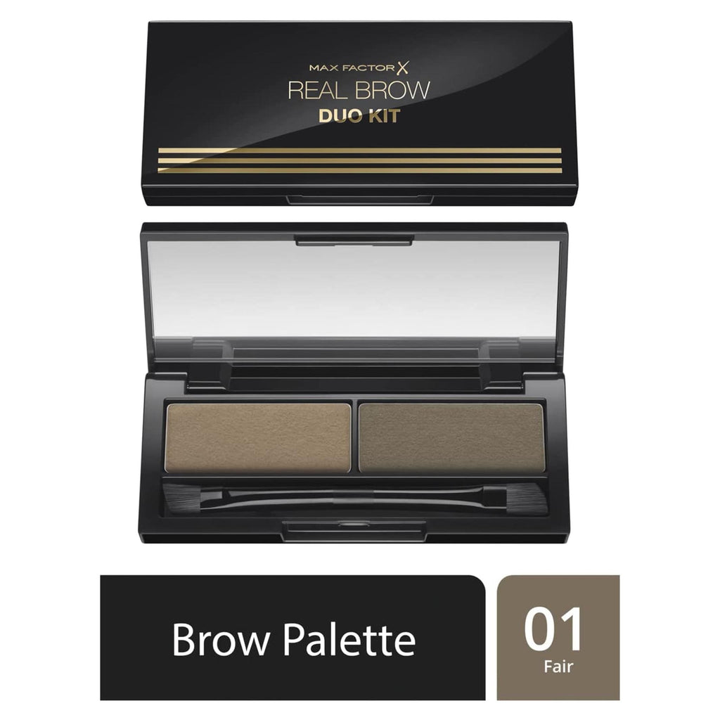 Max Factor Real Brow Duo Kit Eyebrow Powder Palette Shade 001 FAIR