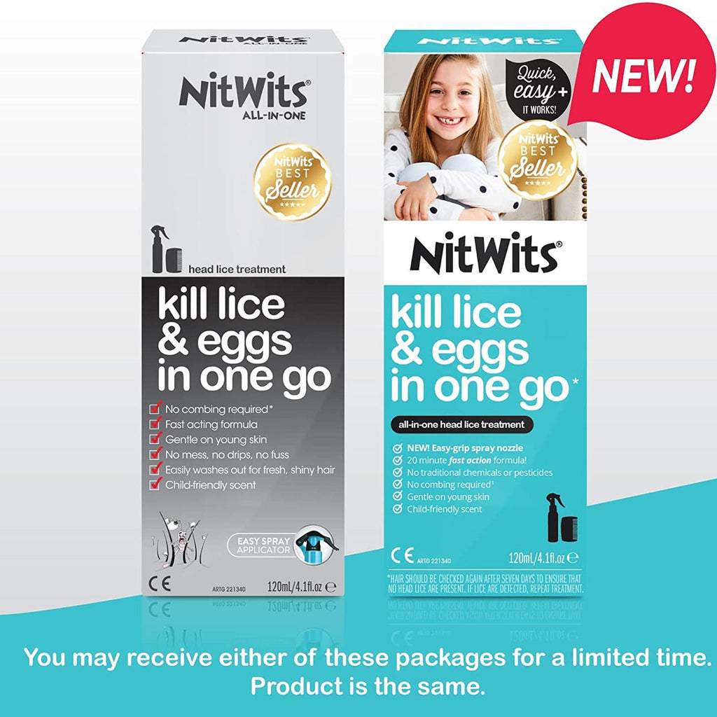 NitWits All-In-One Head Lice Treatment Spray Includes Nit Comb 120ml