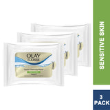 Olay Cleanse Facial Cleansing Wipes - Sensitive Skin (3 PACK)