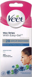 Veet Easy Gel Wax Strips for Face - Sensitive Skin - Pack of 40 Strips